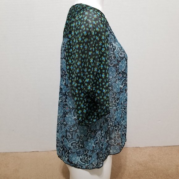 Mason & Mackenzie top XS geometric floral paisley mandala semi sheer boho hippie - Picture 4 of 11